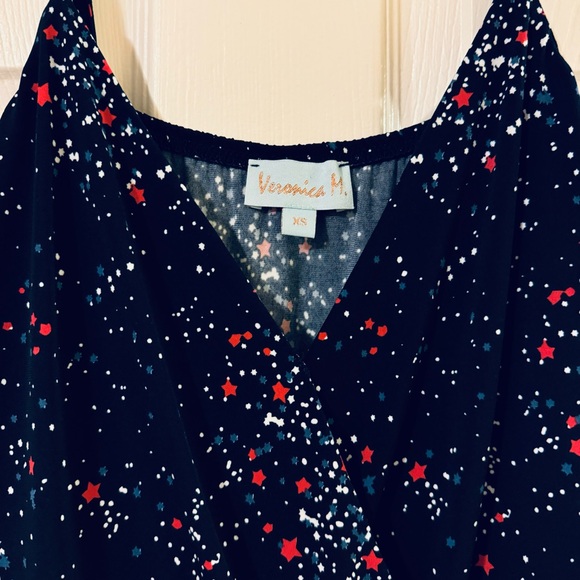Veronica M Surplice Navy Star Print Cami Tank XS - Picture 3 of 4